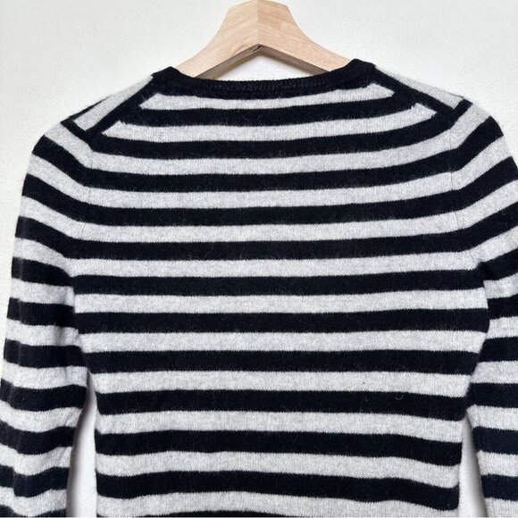 Lord And Taylor Womens Small Cashmere Black and White Striped Sweater - Picture 8 of 10